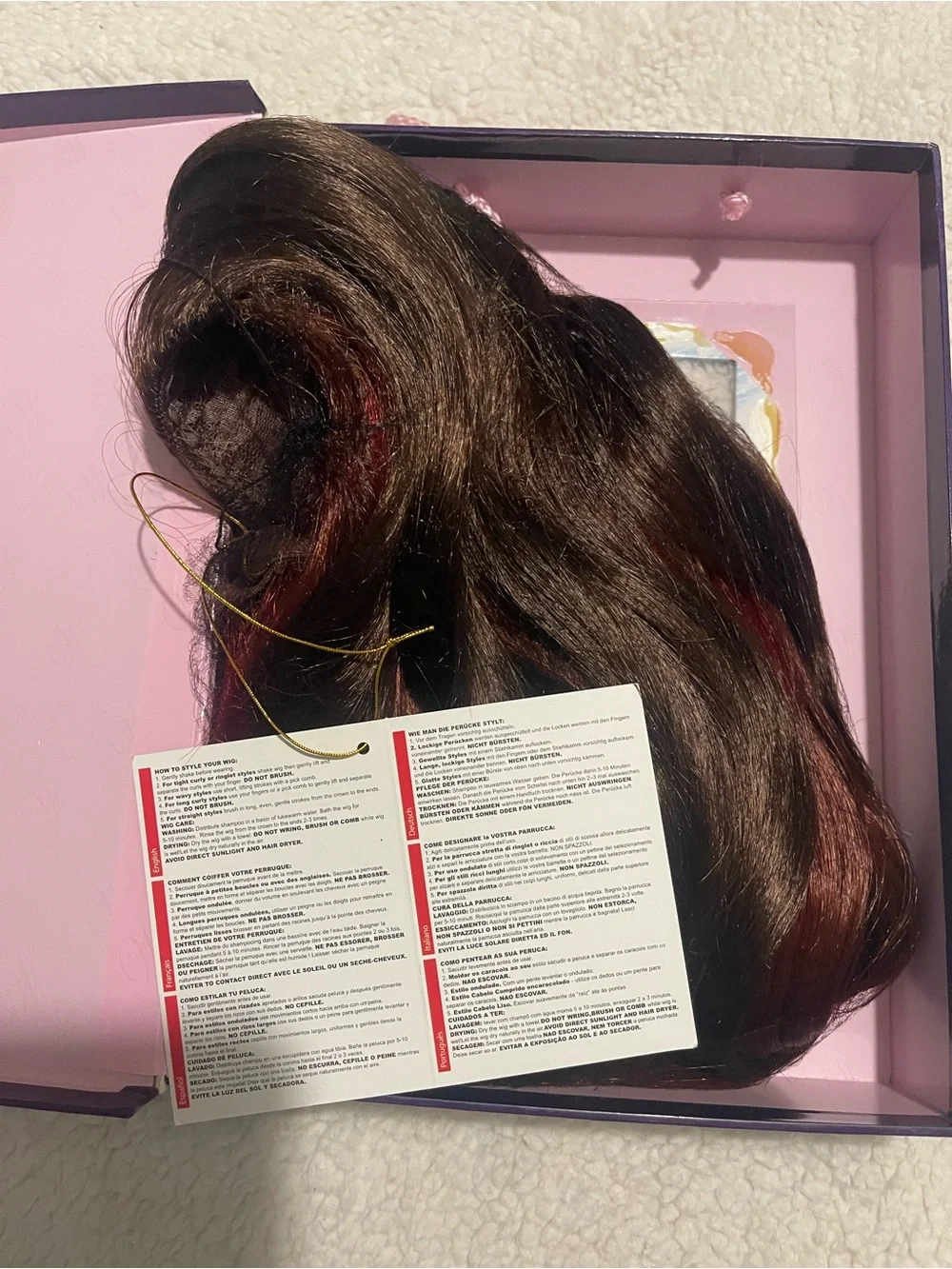 Marvel Gamora Long Black Wig with Subtle Dark Red Tips